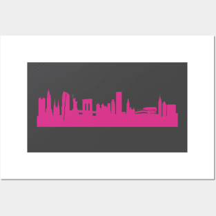 New York skyline pink Posters and Art